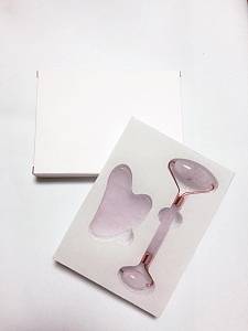 Набор роликовый массажер AMLISA + скребок гуаша Сердце - розовый кварц фото на сайте Сантехбум